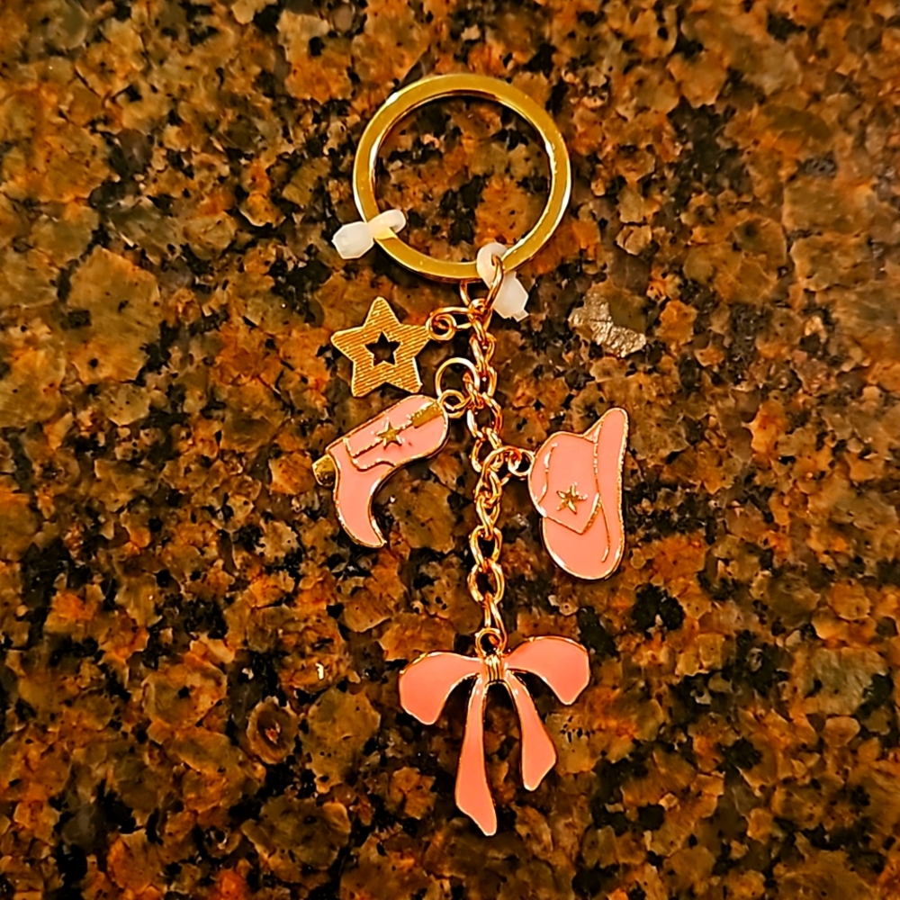 Gold & Pink keychain